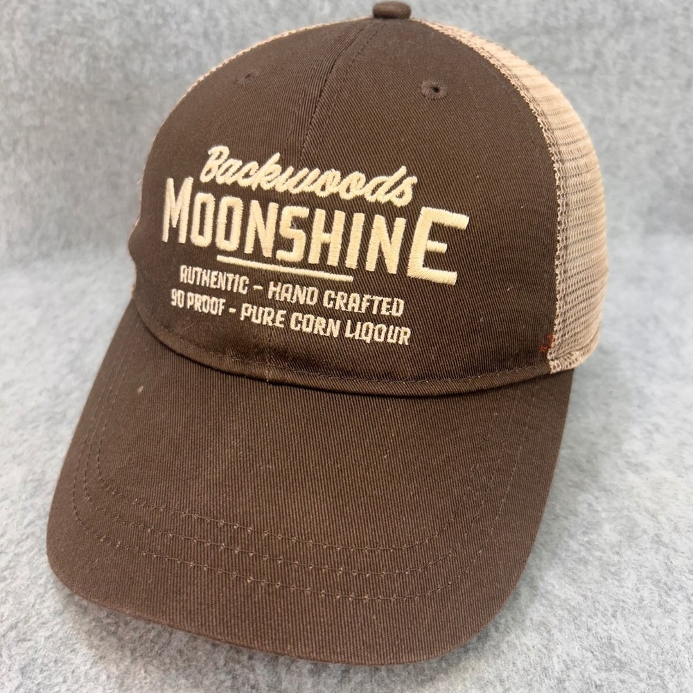 Backwoods Moonshine Mens Brown Infinity Trucker Hat Snapback Mesh Cap OSFM